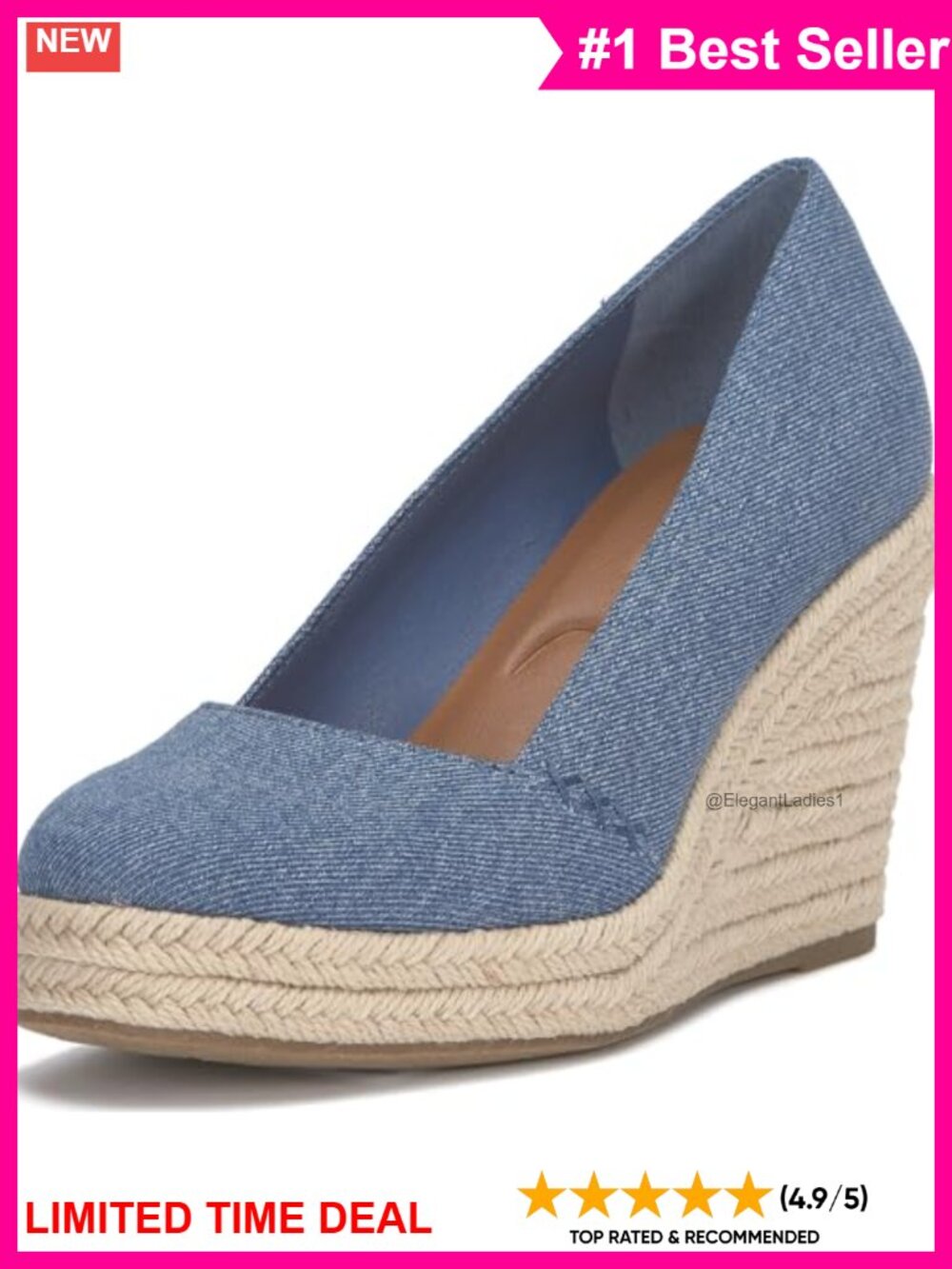Lucky Brand Imula Espadrille Wedge Cotton Upper Pull-On Almond Toe